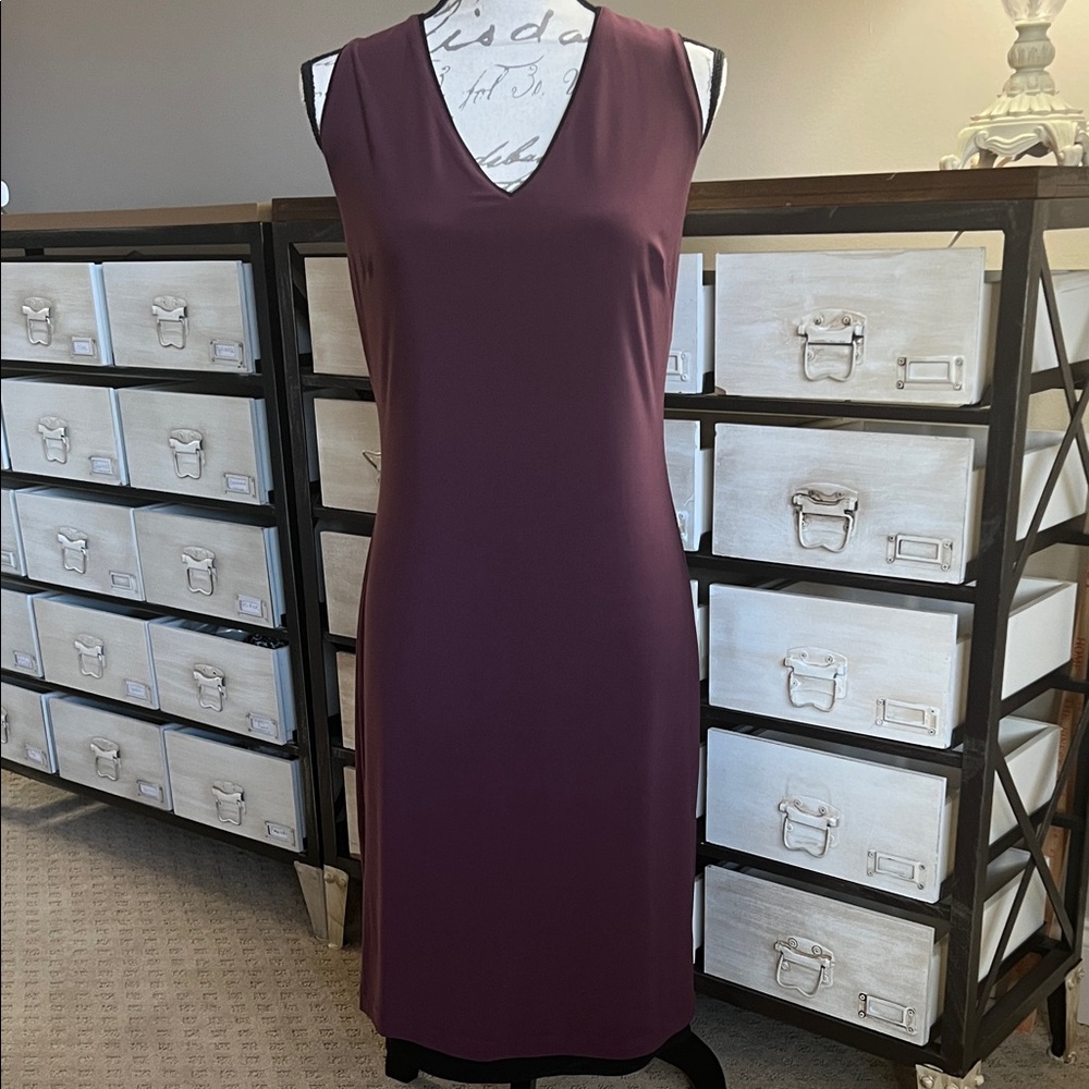 NEW White House Black Market Burgundy Leopard Animal Print Reversible Dress